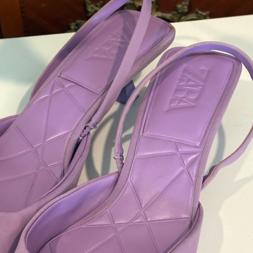 Zara Purple Slingback Pointed Toe Heels Women’s Size 40 (US 9.5) - Picture 6 of 6